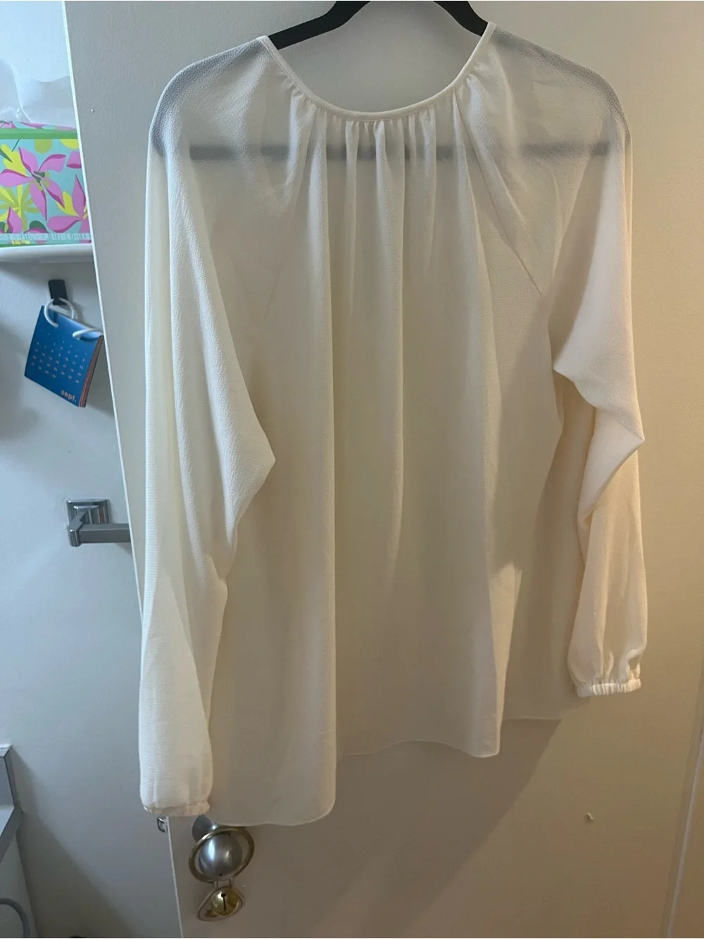 Michael Kors Cream V-Neck Long-Sleeve Peasant Blouse